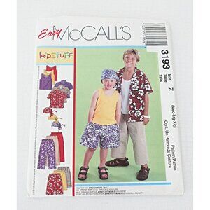 McCall's 3193 Sewing Pattern Boy's Pull-on Pants Shorts Tank Top Shirt